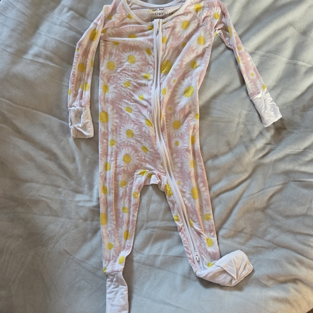 Little Sleepies Pink Daisy Footed Onesie Pajamas